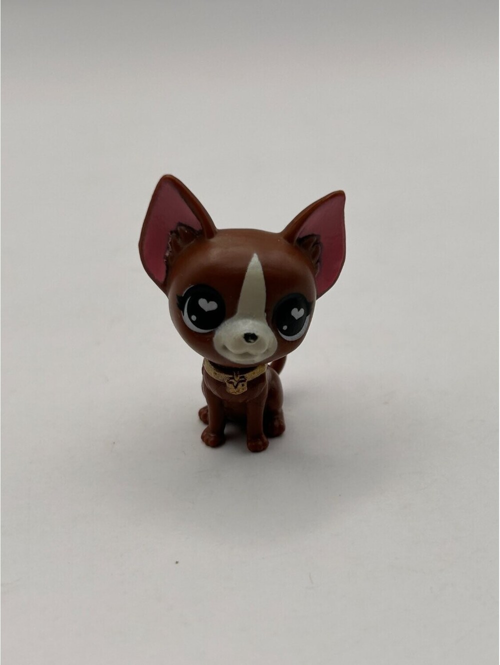 VIP Pets Chihuahua Dog Figure Brown White Muzzle Gold Collar Charm Mini Toy
